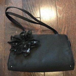 Ann Taylor black satin evening bag